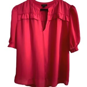 Vibrant Red Ruffle Detail Blouse – Effortless Chic (Size S)